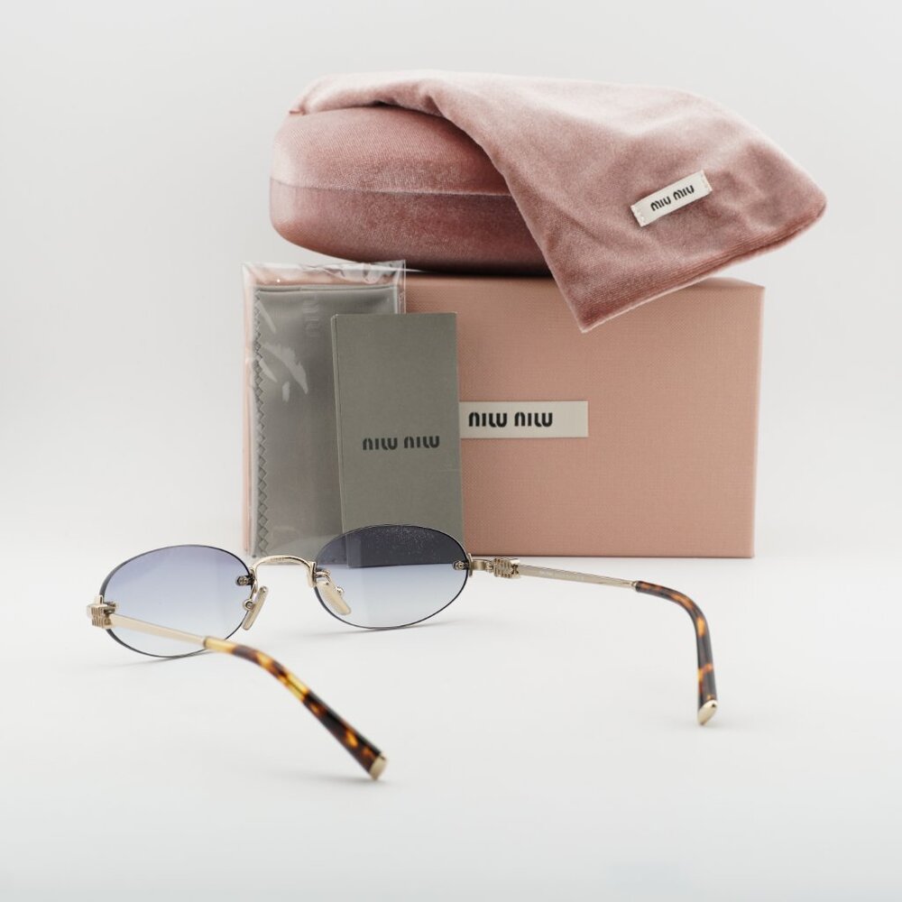 Miu Miu MUA54S ZVN80O Oval Sunglasses – Pale Gold\Clear Gradient Light Blue - Picture 10 of 10